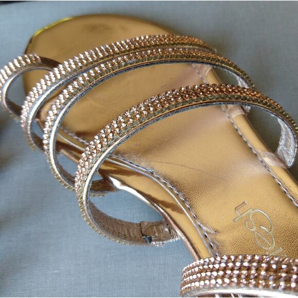 Rose Gold Gladiator Sandals size 5.5 new with imperfections spiral no tie flats - Picture 9 of 15